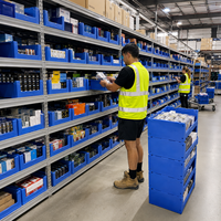 Contenedor de Almacenamiento Apilable con Tapa Semiabierta, Tamaño Europeo, Reutilizable para Carros y Carruseles