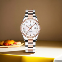 Damen Nischen-High-End Wasserdichte Stilvolle Quarz-Armbanduhr Edelstahl 35mm 30M Wasserdicht
