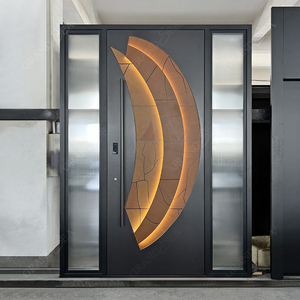 מותאם אישית חסינת אש אלומיניום חזית דלתות חיצוניות עבור וילה כניסה לדירה כניסה חיצונית לשימוש אבטחה נגד גניבה - Product Image 1