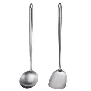 2-piece 304 long Kitchen Utensils Cooking Tool Set 17 inch Stainless Steel Spatula & Ladle