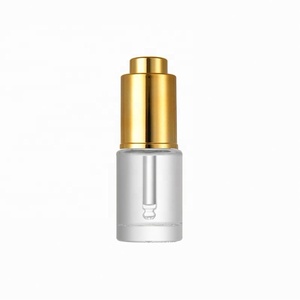Skin Care 10ml 20ml 30ml 50ml <b>Press</b> Pump Gold Cap Essential Oil Bottles Flat Shoulder Push <b>Button</b> Serum Dropper Bottle - Product Image 4