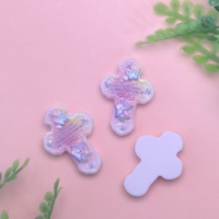 Cabujones de Resina Planos con Diseño de Cruz Colorida para Decoración de Teléfonos, Manualidades, Joyería y Scrapbooking