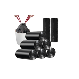 Huamaohengchun8 Gallon Trash Bags 120 Count Black Drawstring Garbage Bags - Thick <b>Plastic</b>, 22.06'' x 25.61'' (Black, 8) - Product Image 1