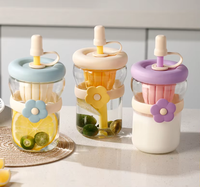 Gobelet en verre à fleurs mignon avec paille, gobelet esthétique pour boire du café glacé, du jus et du thé au lait, cadeau pour les filles