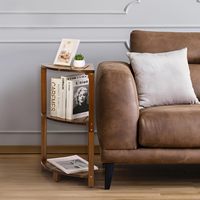 Étagère d'angle à 3 niveaux en bois massif avec rangement ouvert, design moderne, présentoir durable pour salon, bureau à domicile et garage