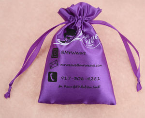 Logo ile özel çantalar lüks büyük İpli ipek saten çanta kılıfı peruk saç ambalaj için toz torbası - Product Image 3