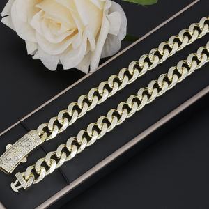 JXX Joyería Hip Hop, Cadena Cubana de Latón Chapado en Oro de 14K de 10mm, Collar de Zirconia para Hombre - Product Image 3