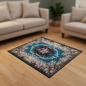 Elegant Floral Area <b>Rug</b> Rectangle Non-Shedding Anti-Slip Rubber Backing Living Room Home Decor Polyester Machine Made Low Pile - Product Image 2