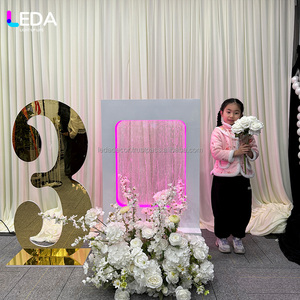 LEDA Vente flash : Cascade de fond de scène de mariage avec fontaine LED, panneau d'accueil personnalisé avec cascade pour les événements de fête, décorations de mariage - Product Image 3