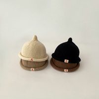Bonnet en coton tricoté pour bébé, élégant, à bords roulés, avec petite étiquette et motif sucette, pour tout-petits, toutes saisons, coupe-vent, style coréen, tendance