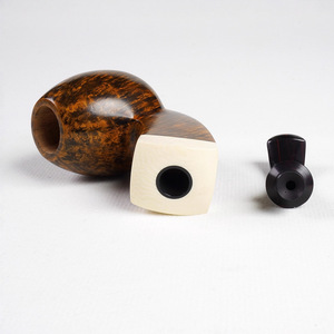 Muxiang Briar Wood Smoking Pipe Bent Shape Imitation Ivory Ring 3mm Filter Traditional Tobacco Pipe For Men - Product Image 4