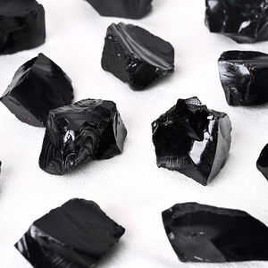 Vente en gros de pierres brutes d'obsidienne noire, pierres semi-précieuses pour la décoration - Product Image 3