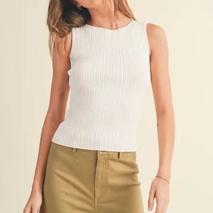 Canotta da donna personalizzata estiva casual traspirante a tinta unita in maglia a costine girocollo senza maniche aderente con logo frontale - Produttore - Product Image 5