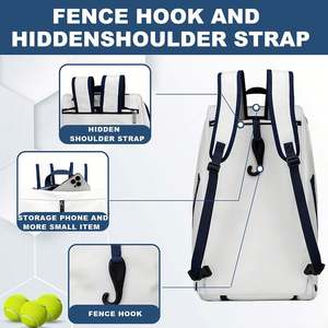 Bolsa de Raqueta de Tenis Personalizada de Cuero PU Impermeable con Compartimento para Zapatos, Mochila Deportiva para Raquetas - Product Image 4