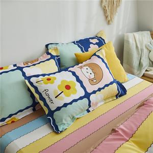 Set <span class=keywords><strong>Copripiumino</strong></span> in Microfibra 4 Pezzi per Bambine con Stampa Floreale e Cartoni Animati, Stile Americano per Uso Domestico - Product Image 5