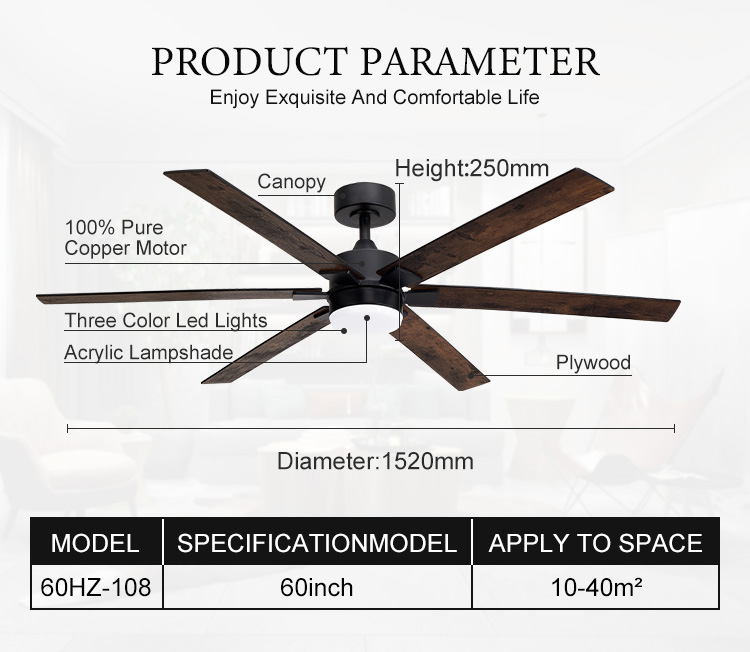 Modern Design Interior Decoration Lighting Fan Ceiling Lamp With Customization