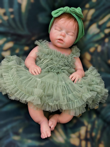 Poupée réaliste bébé fille de 20 pouces en silicone lesté, corps entier, nouveau-né endormi, avec bouche ouvrable, cheveux en mohair implantés à <span class=keywords><strong>la</strong></span> main, jouet doux - Product Image 4