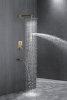 Luxe Pistolet Gris Laiton Mural Caché Salle De Bains Robinet De Douche Pré-Enterré Boîte Top Cuivre Chrome Finition Céramique Valve Hôtels