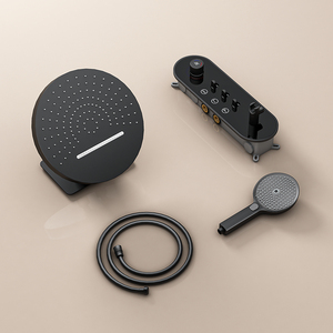 Set doccia termostatico multifunzione a parete in ottone rubinetto a pulsante pioggia Spray nascosto Mixer digitale per bagni - Product Image 2