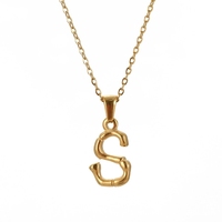 Collar con Colgante de Letra Inicial del Alfabeto en Acero Inoxidable Antideslustre, Estilo Moderno, para Uso Diario