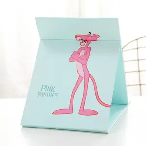 귀여운 핑크 팬더 접이식 컴팩트 데스크탑 거울 종이 프레임