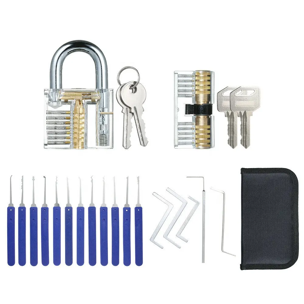 17pcs SUS304 Material Locksmith Lock Pick tools Lockpicking Set with 2 padlock