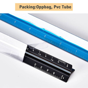 12 Inch /30cm L Black Triangle Shape Scale Ruler Different Scales Aluminium Customized Ruler For Office, Architect, Artist - Product Image 4