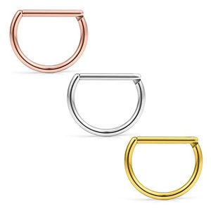 Boucles d'oreilles créoles en acier inoxydable 316L en forme de D |   Bijoux de corps hypoallergéniques et inaltérables pour mariages et fiançailles, pour femmes et hommes - Product Image 5