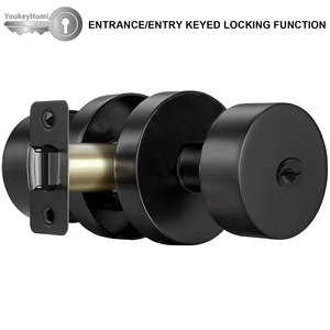 YoukeyHomi Canada American USA Zinc Alloy All-Function Keyed Entrance Keyless Privacy Passage Dummy Round <strong>Door</strong> Lock <strong>Knob</strong> Handle - Product Image 4
