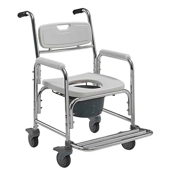 तह footrest तय armrest संभाल व्हीलचेयर शौचालय पहिया कुर्सी बौछार स्नान कुर्सी हल्के एल्यूमीनियम कमोड व्हीलचेयर