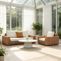 Ensemble de salon de jardin 4 places de luxe moderne, durable et confortable en rotin PE et aluminium résistant aux intempéries