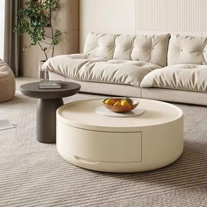 Mesa de centro de madera maciza para apartamento pequeño moderno estilo <span class=keywords><strong>crema</strong></span> con luz de mesa auxiliar móvil juego de té casero de lujo - Product Image 1
