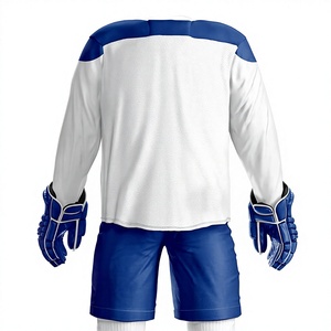 Uniforme de Hockey sobre Hielo LM para Hombre Adulto, Blanco y Azul, Sublimado, Ropa de Práctica Transpirable de Poliéster, Servicio OEM, Modelo LMI-006 Needle - Product Image 6