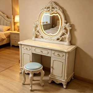 Set Toeletta Multifunzionale in Stile Europeo Ispirato al Lusso Reale con Specchio Illuminato, Elegante e Moderno per Camera da Letto - Product Image 2