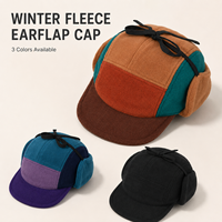 Gorro de Invierno Unisex Personalizado al por Mayor, de Forro Polar con Bloques de Color, Térmico, de Secado Rápido, con Orejeras, 5 Paneles, Bordado 3D, Ajustable