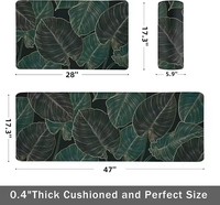Ensemble de tapis de cuisine anti-fatigue à motif de feuilles vertes, tapis de sol confortables et imperméables