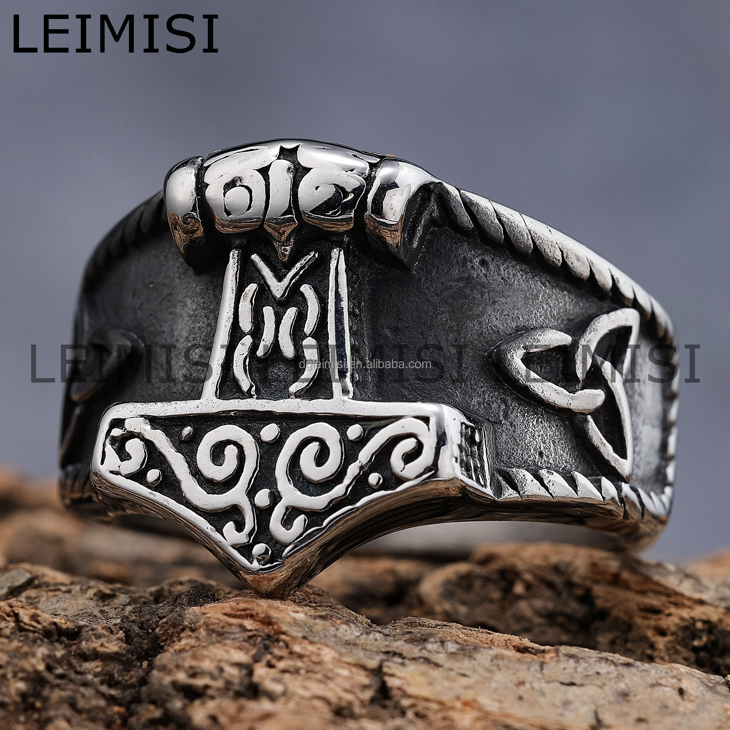 Norse Viking Jewelry Stainless Steel Thor's Hammer Rings