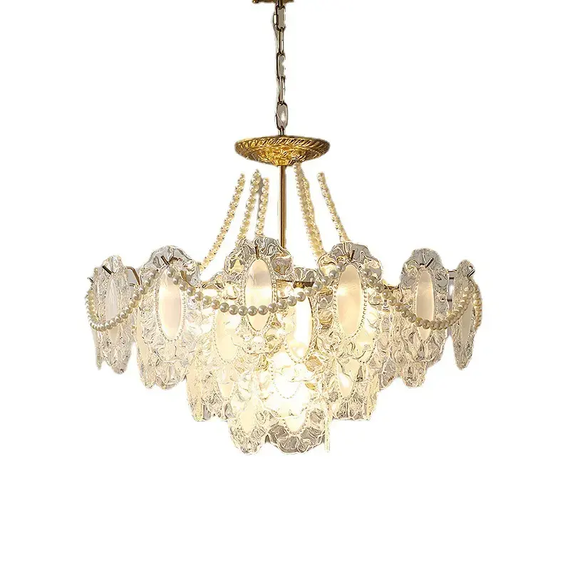 French design nordic gold flower pendant light lighting dining room bedroom ceiling luxury led glass modern crystal chandeliers