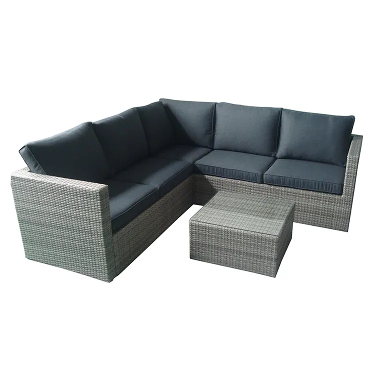 Conjunto de sofá Seccional de mimbre para exteriores, muebles de ratán para Patio, 4 piezas en forma de L