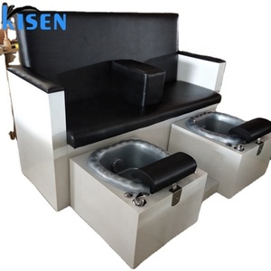 เก้าอี้นวดเท้าทำเล็บมือเล็บเท้าแบบสองที่นั่งสีดำ - Product Image 1
