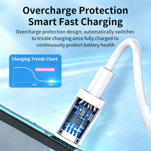 <span class=keywords><strong>C</strong></span>âble de charge rapide personnalisé Type-<span class=keywords><strong>C</strong></span> vers 8 broches en TPE blanc PD 27W pour iPhone 14 13 12 Mini <span class=keywords><strong>Pro</strong></span> Max 11 X XS XR 8 Plus iPad <span class=keywords><strong>AirPods</strong></span> - Product Image 2