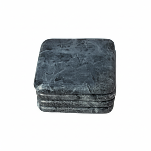 Green Marble Square Coaster Set of Handmade Natural Stone Drink Coasters for Coffee Cups and Home Table Decor - Product Image 1