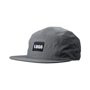 Chapeau de camp respirant à séchage rapide en nylon léger à 5 panneaux avec logo de patch tissé personnalisé taille réglable pour hommes femmes - Product Image 3