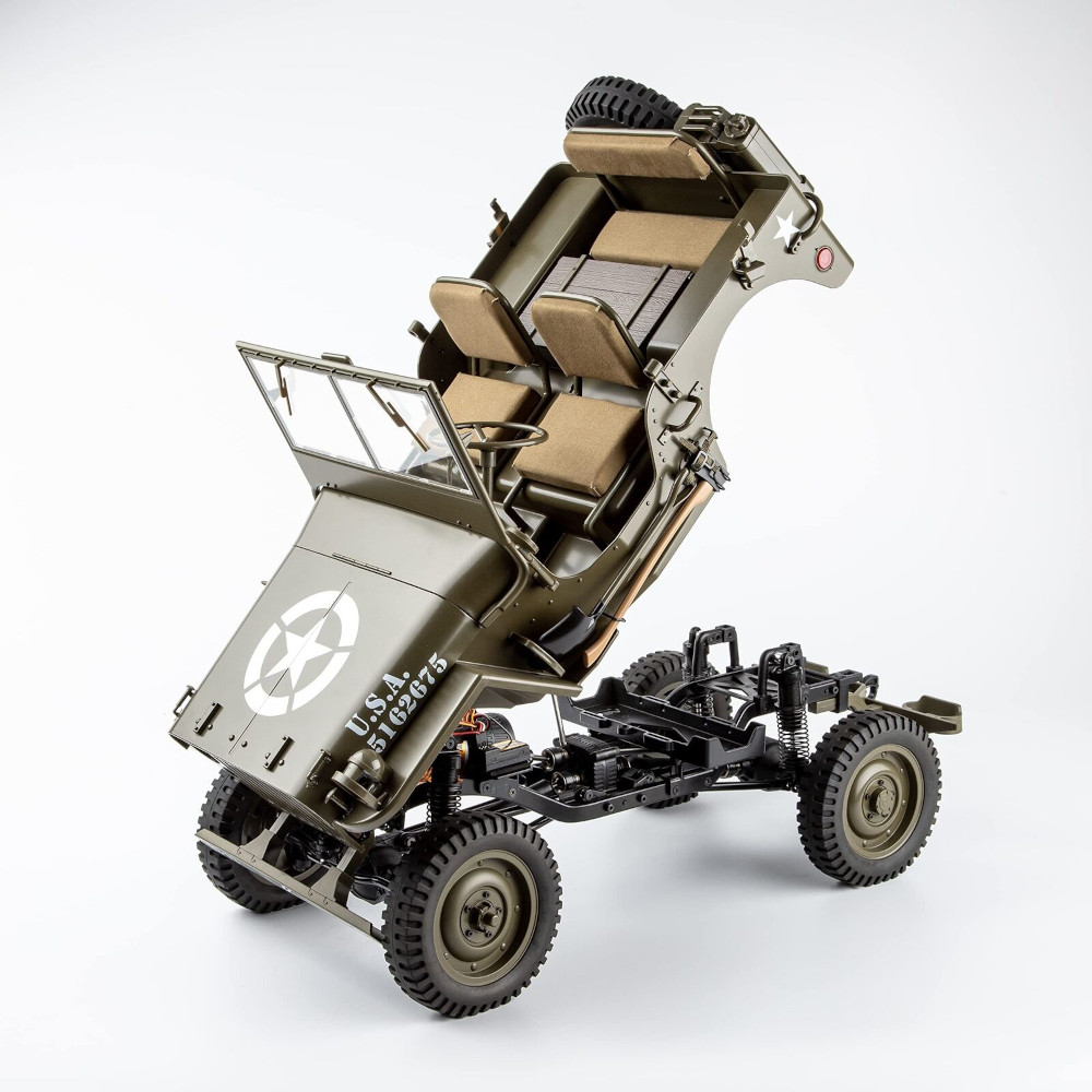 Hobby RC Truck US ARMY Rochobby FMS WW2 1/6 MB Scaler Willys Jeeps 4WD Motor cepillado RTR impermeable ESC con TX RX sin batería