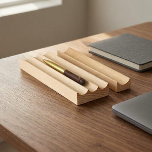 Portalápices de Madera Hecho a Mano con Incrustaciones, Elegante Organizador de Escritorio, Decoración para Oficina y Hogar, Soporte para Papelería - Product Image 1
