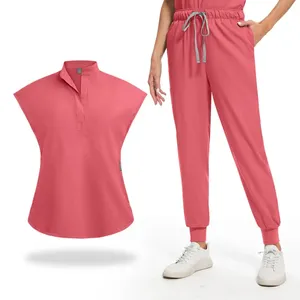 Uniformes Médicos con Cuello Alto, <span class=keywords><strong>Tallas</strong></span> Grandes, Elásticos, para Doctores, Enfermeras, Personal de Salón de Belleza y SPA, Conjunto de Ropa de Trabajo al por Mayor - Product Image 6