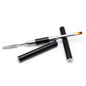 Double-Ended French Liner Gel Builder Nail Brush Gradient Flat Brush Metal Spatula for <b>Polish</b> Drawing - Product Image 4