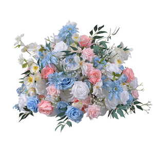 Bianco <span class=keywords><strong>blu</strong></span> <span class=keywords><strong>rosa</strong></span> e viola oggetti di scena da sposa fiori runner composizioni di fiori centrotavola matrimonio e decorazioni da tavola - Product Image 6