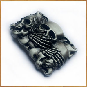 ปืนโลหะผสมสังกะสีสุดเท่ห์หัวเข็มขัดแบบไม่มีจุดทาสีหัวกะโหลกโลหะสลักด้วย3D สีดำ - Product Image 5