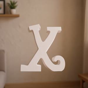 Lettera decorativa Ilan X 14,5 cm, decorazione da parete in legno bianco per l'arredamento della casa - Product Image 3